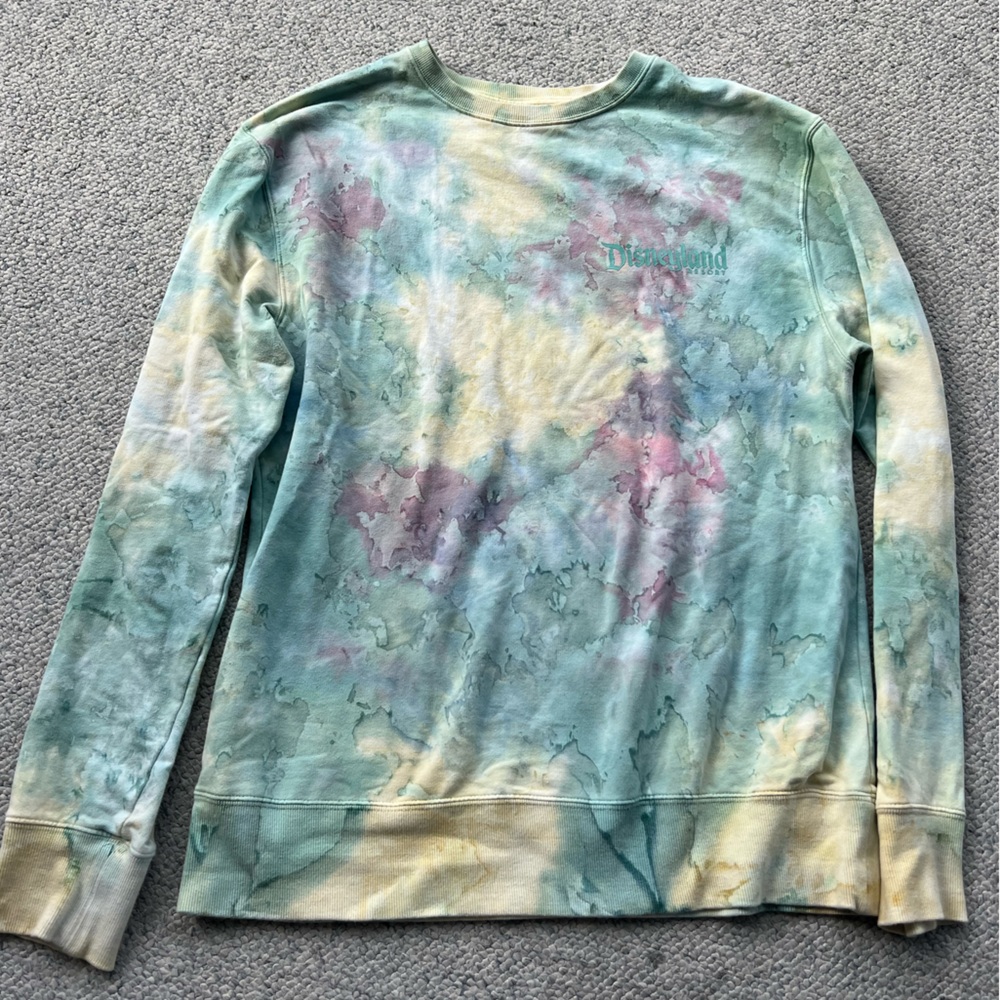 Disneyland Green and Yellow Tie Dye Watercolor Crewneck